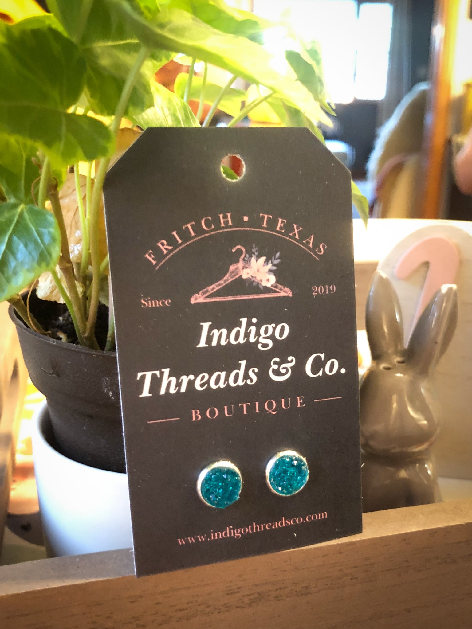 Teal Geode Druzy Studs