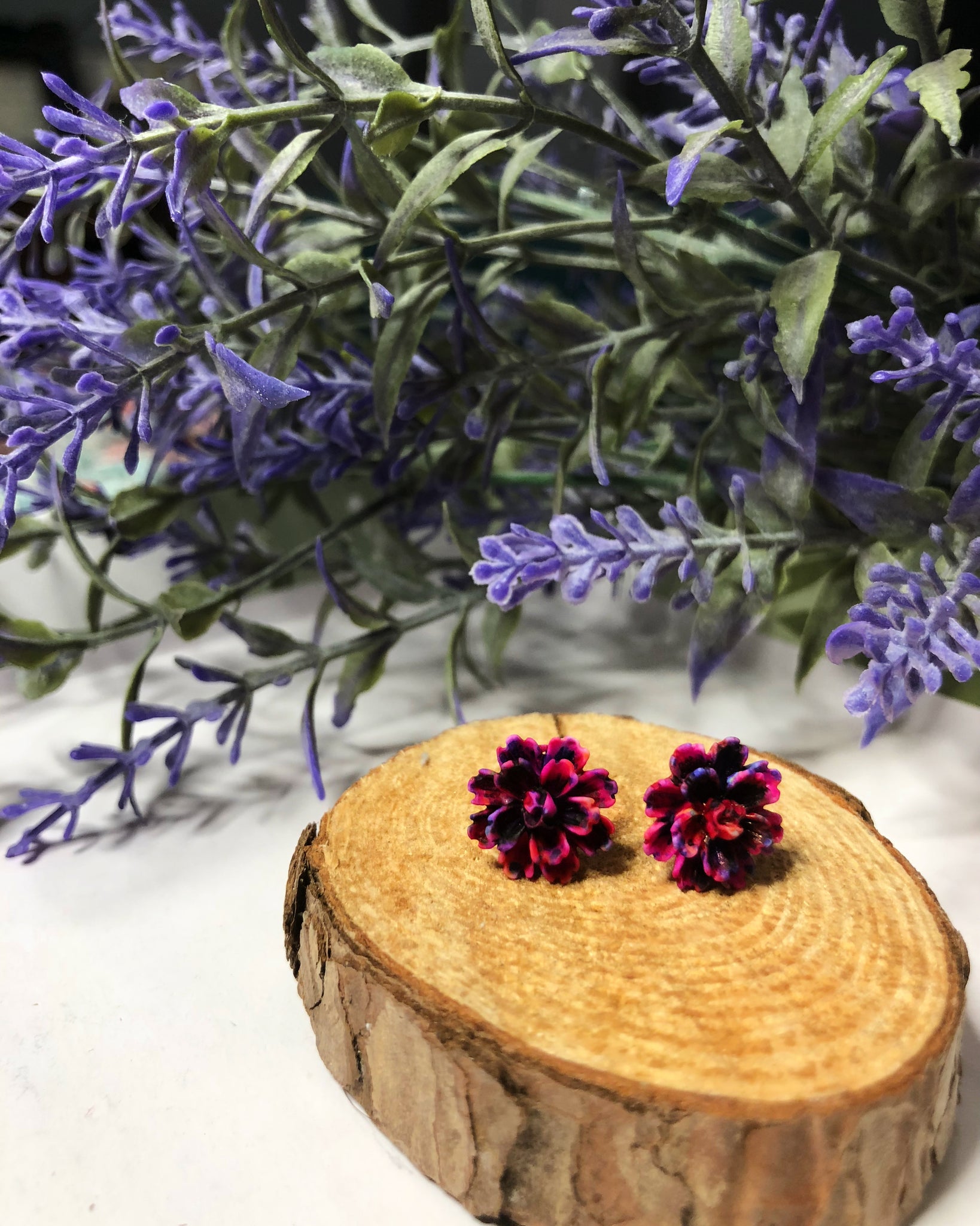 Tie Dye Dahlia Studs