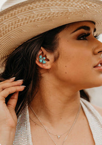 Turquoise Squash Blossom Ear Pin