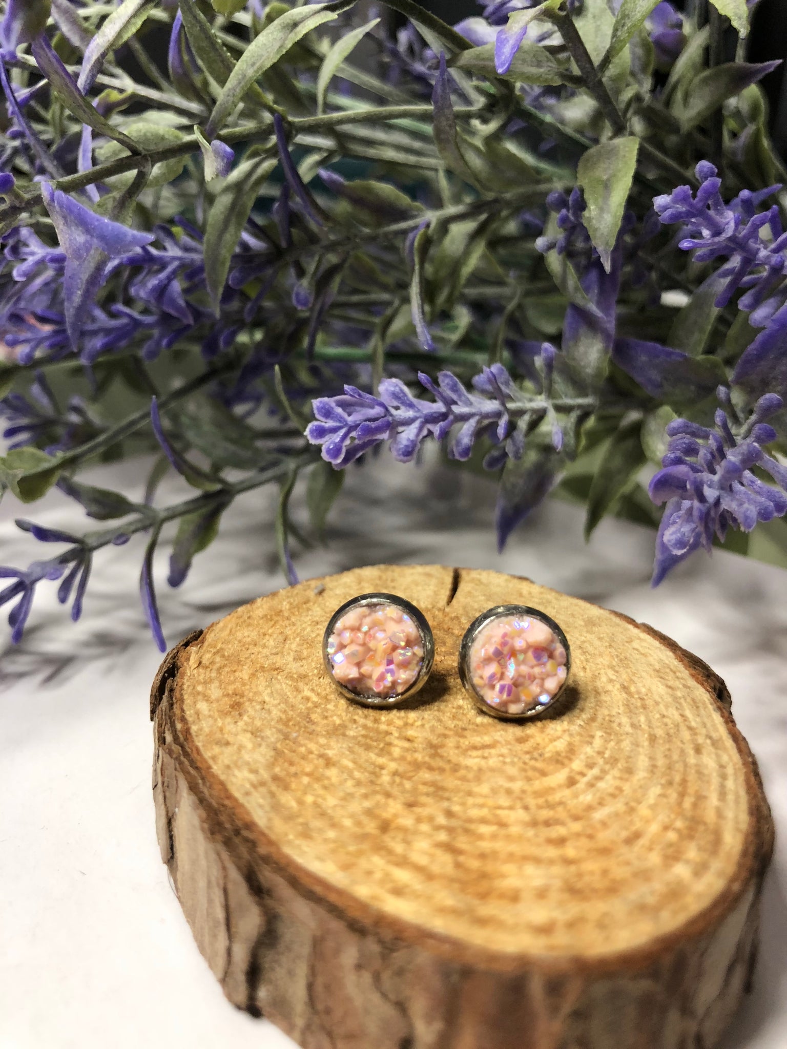 Blush Druzy Studs 8mm