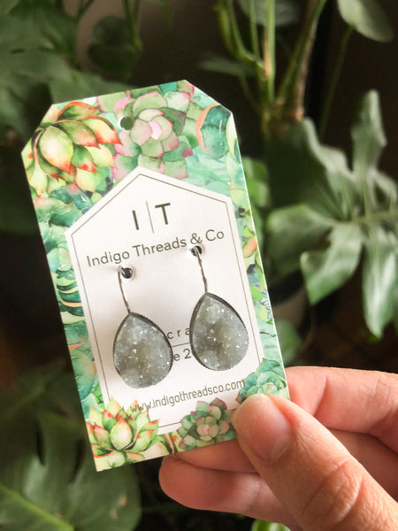 Minty Grey Druzy Dangles