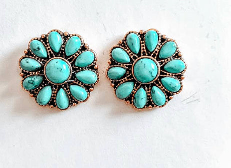 Turquoise & Copper Daisies